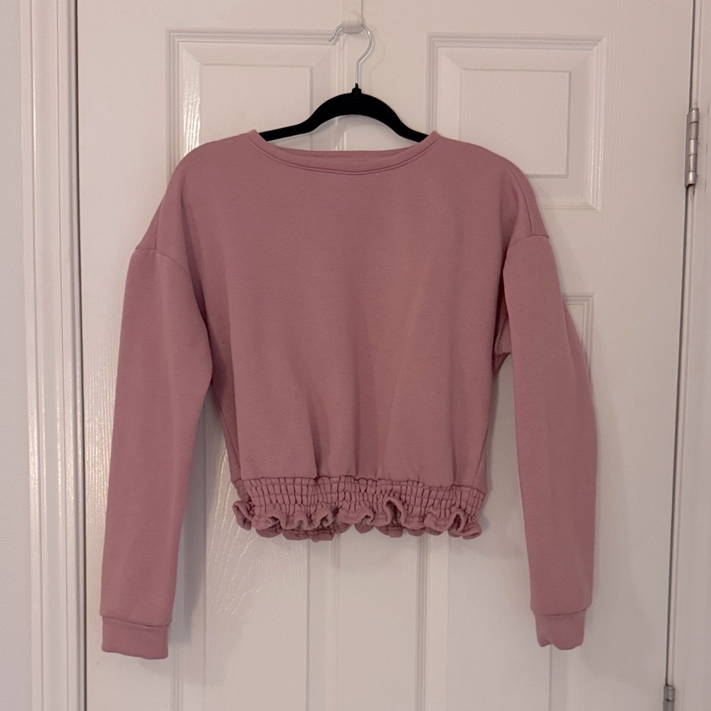 Pink Ruffle Hem Sweatshirt